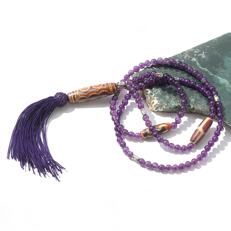 5안천주(天珠)자수정 태슬 목걸이 HSI-200971 CQ